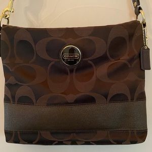 Canvas coach crossbody in brown